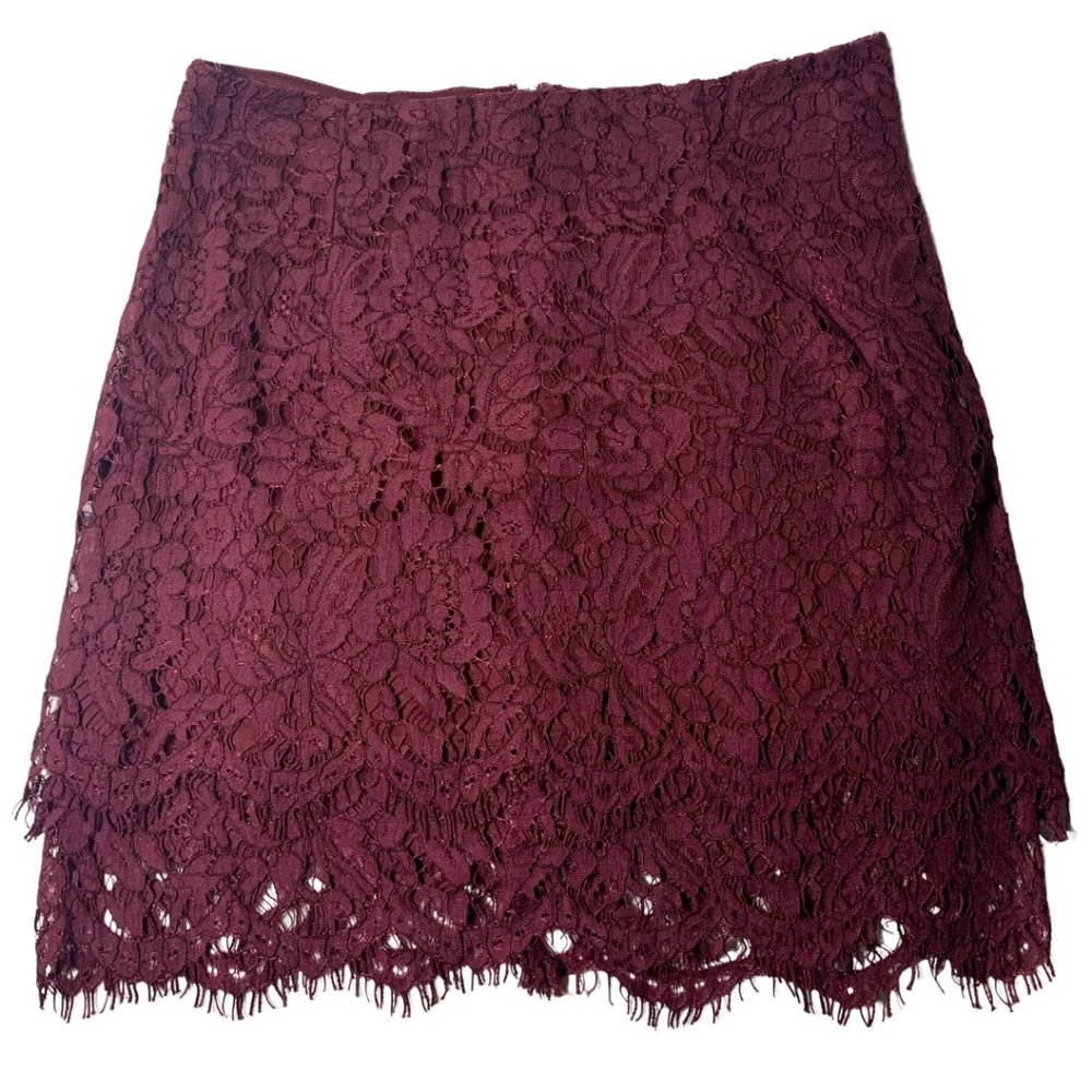 LuLu’s Maroon/Wine Lace Mini Skirt
